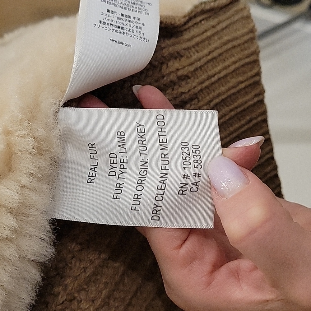 JOIE Brinley Lamb Fur Suede Vest in Natural - Picture 6 of 14